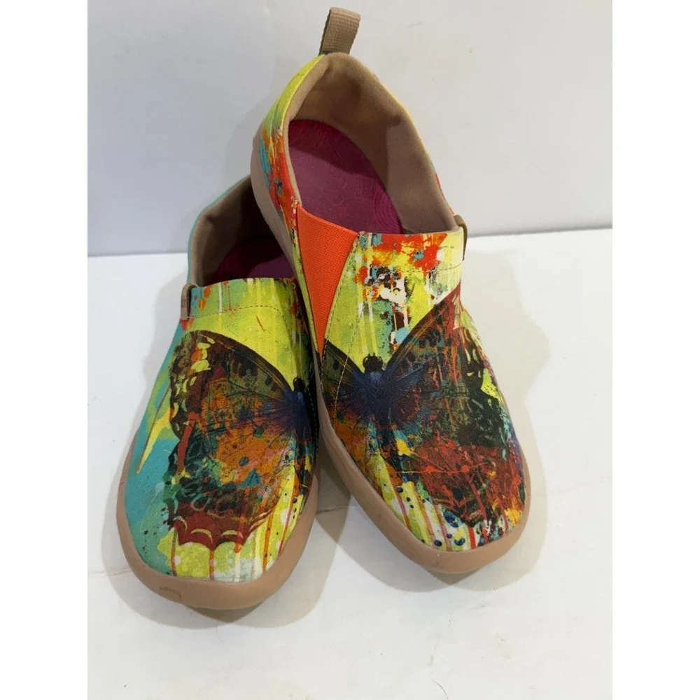 UIN Toledo Loafers Women's Size 8 Slip On Comfort Shoes Butterfly Artsy